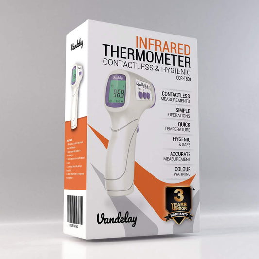 Vandelay Infrared Thermometer CQR-T800 - Made In India, Non Contact IR Thermometer, Forehead Temperature Gun