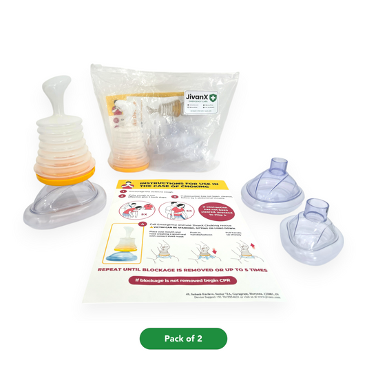 JivanX Anti Choking Device | Instructions Kit for Choking Rescue | Choking Rescue Device for Kids and Adults | Bundle of 2