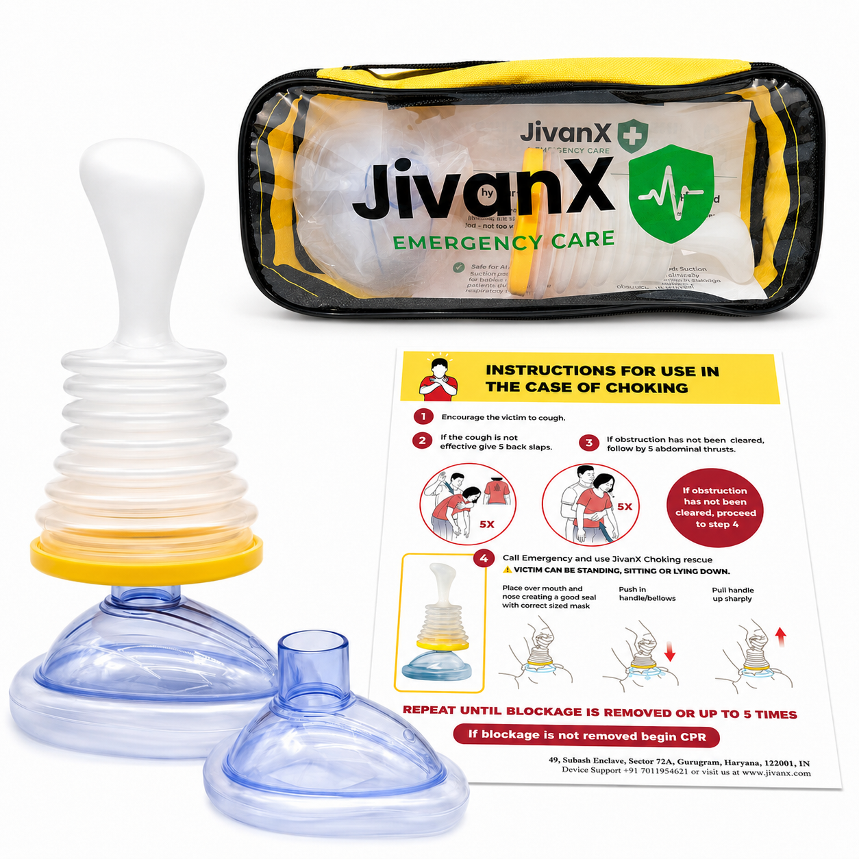 JivanX Anti Choking Device | Instructions Kit for Choking Rescue - JivanX Emergency Care