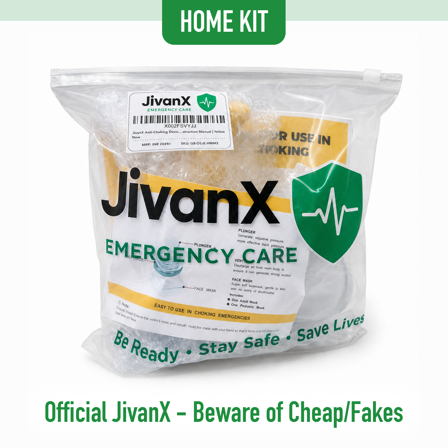 JivanX Anti Choking Device | Instructions Kit for Choking Rescue - JivanX Emergency Care